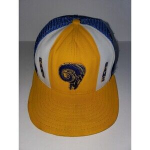 Vintage AJD Lucky Stripes NFL Los Angeles RAMS snapback Trucker mesh Cap hat USA